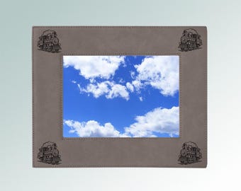Personalized Leatherette Train Picture Frame with your choice of Train Design  | 85+ Train Designs