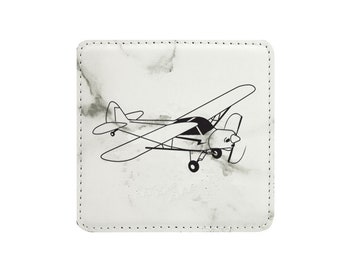 Personalized Leatherette Coaster with your choice of Plane Design | Pilot Gift | Pilot Award | Aviation Gift | Aviation Award