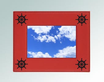 Personalized Leatherette Nautical Picture Frame with your choice of Nautical Design  | 100+ Nautical Designs