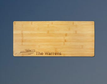 Engraved Bamboo Boat Charcuterie Board with your choice of Boat Design | 50+ Boat Designs