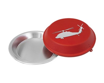 Engraved Pie Pan with your choice of Helicopter Design | Pilot Pie Pan | Aviation Pie Pan | Helicopter Pie Pan | Pilot Gift | Aviation Gift