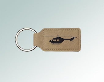 Leatherette Helicopter Keychain with your choice of  Helicopter Design | 50+ Helicopter Designs