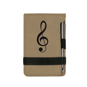 Leatherette Mini Notepad & Pen with your choice of  Music  Design | Music Notepad | Personalized