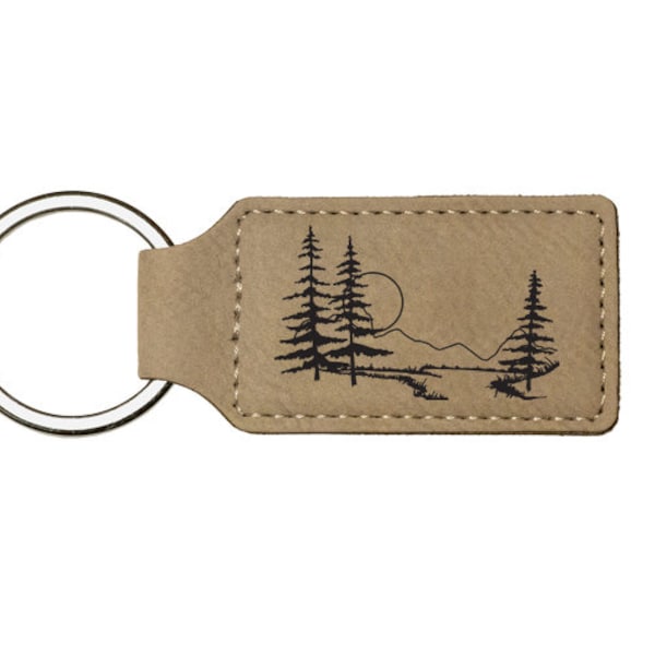 Leatherette Keychain with your with your choice of Tree Design | Tree Key Chain | Tree Keychain | Tree Gift | Tree Award