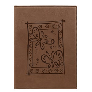 Leatherette Portfolio with your choice of Butterfly Design | Butterfly Notepad | Butterfly Portfolio