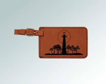 Leatherette Lighthouse Luggage Tag with your choice of Lighthouse Design