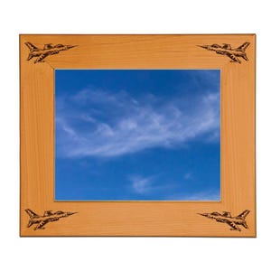 Personalized Engraved Wood Picture Frame with your choice of Military Aircraft Design | Military Frame | Pilot Frame | Aviation Frame