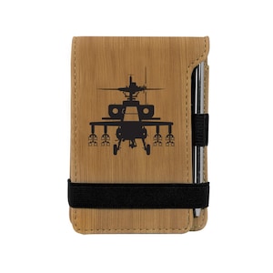 Leatherette Mini Notepad & Pen with your choice of Helicopter Design | Helicopter Notepad | Pilot Notepad