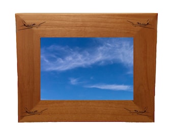 Personalized Engraved Wood Picture Frame wit your choice of Plane Design | Plane Picture Frame | Pilot Frame | Aviation Frame