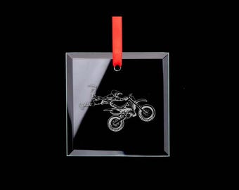 Square Glass Motorcycle Ornament with your choice of Motorcycle Design | 40+ Motorcycle Designs