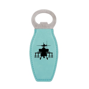 Engraved Leatherette Bottle Opener with your choice of Helicopter Design | Pilot Gift | Helicopter Gift | Helicopter Pilot