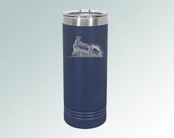 Personalized 22 oz Stainless Steel Train Skinny Tumbler with choice of Train Design | Train Tumbler | 85+ Train Designs