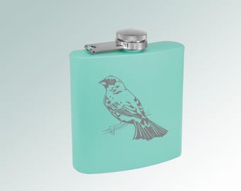 Colored Stainless Steel Bird Flask with your choice of Bird Design | 100+ Bird Designs