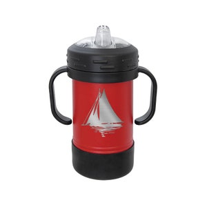Engraved Stainless Steel Sippy Cup with choice of Sailboat Design | Sailboat Sippy Cup | Boating Sippy Cup | Boating Gift