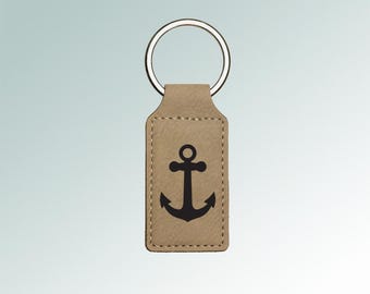 Leatherette Nautical Keychain with your with your choice of Nautical Design | 100+ Nautical Designs