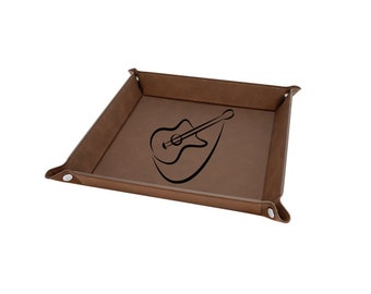 Engraved Leatherette Folding Valet Tray with choice of Music Design | Music Valet Tray | Music Catchall Tray