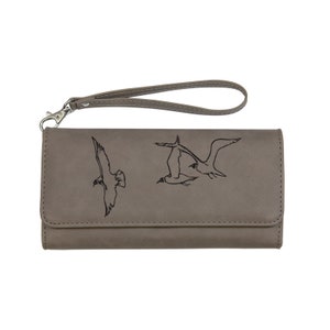 Cartera de cuero sintético con correa de muñeca extraíble personalizada con su elección de diseño de pájaro / Cartera de pájaro / Regalo de pájaro / Cartera para amantes de los pájaros