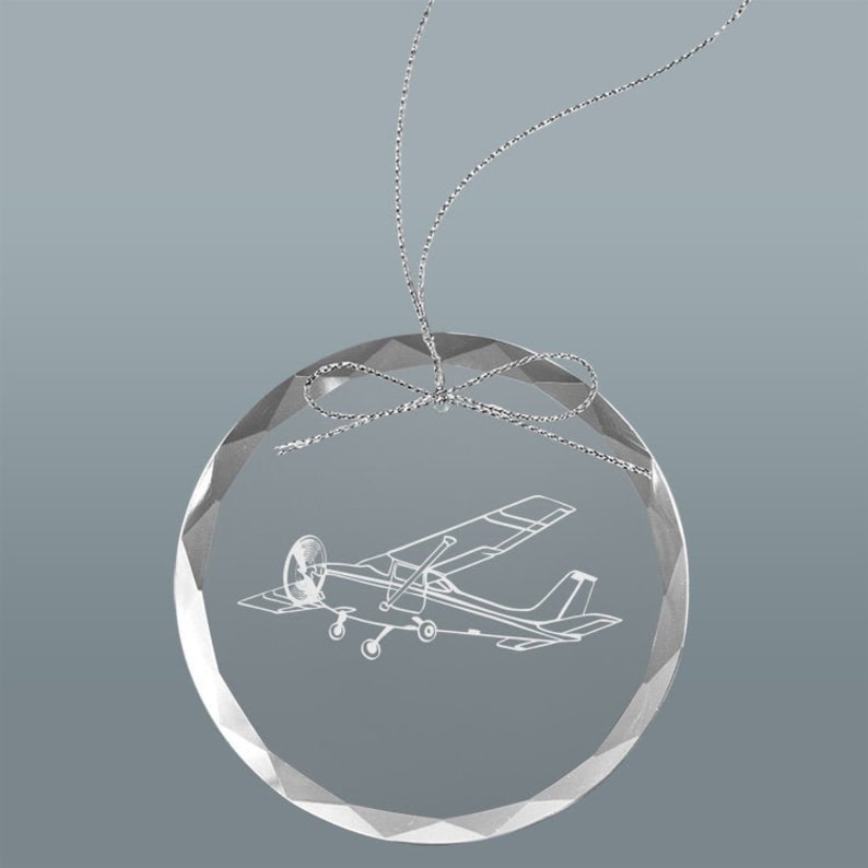 Engraved Glass Christmas Ornament with your choice of Plane Design | Pilot Ornament | Plane Ornament