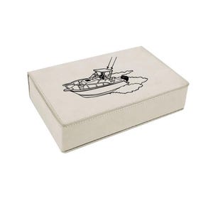 Boat Leatherette Flask Gift Set with your choice of Boat Design | Boat Flask Gift Set
