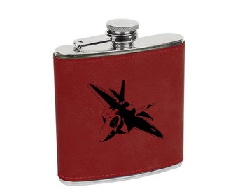 Leatherette Flask with your choice of Military Aircraft Design | Aviation Flask | Pilot Flask | Aircraft Flask