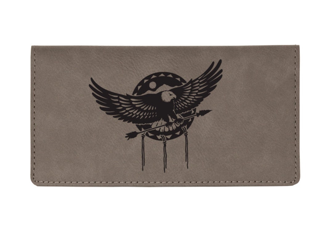 Engraved Leatherette Checkbook Cover With Your Choice of Eagle Design