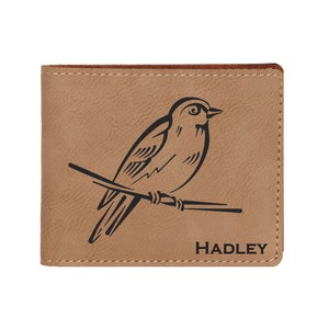 Cartera de polipiel grabada con su elección de diseño de pájaro / cartera de diseño de pájaro / cartera de pájaro / cartera de amante de la naturaleza