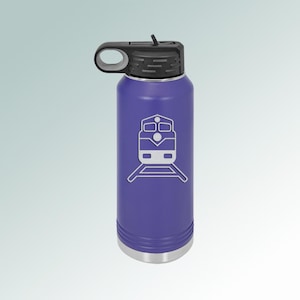 Personalized Stainless Steel Train Water Bottle with choice of Train Design | 80+ Train Designs