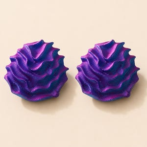 Iridescent Statement Earrings – Lightweight 3D Printed Sculptural Jewelry, Sustainable Design – Venus