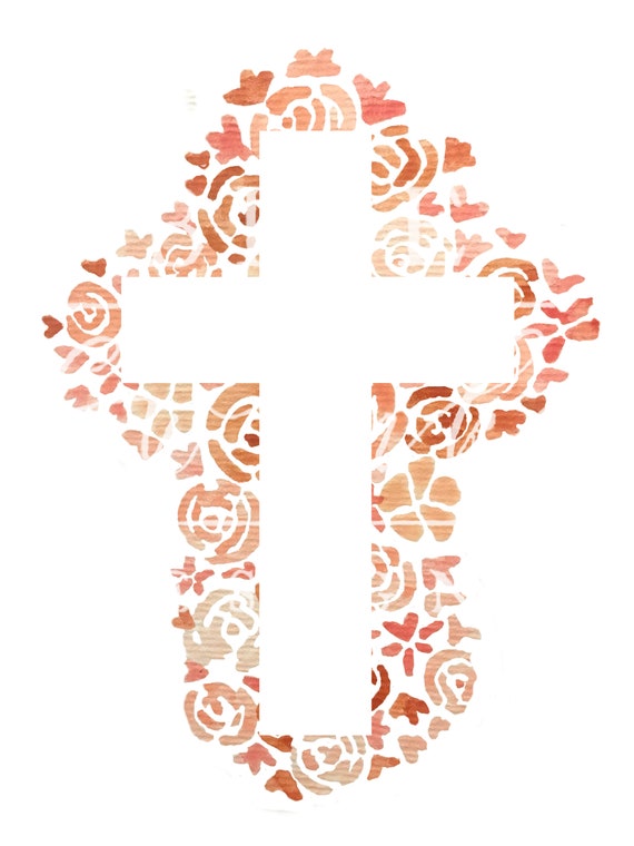 Download FLORAL CROSS SILHOUETTE Watercolor Clipart | Etsy