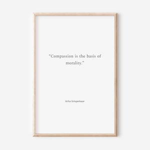 Manifesto con citazione del filosofo Schopenhauer: la compassione è la base della moralità.