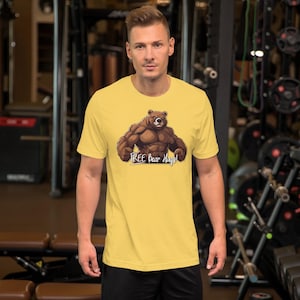Free Bear Hugs T-Shirt | LGBTQ+ Bear Pride Shirt | Funny Muscle Bear Tee | Gay Men’s Graphic Tee