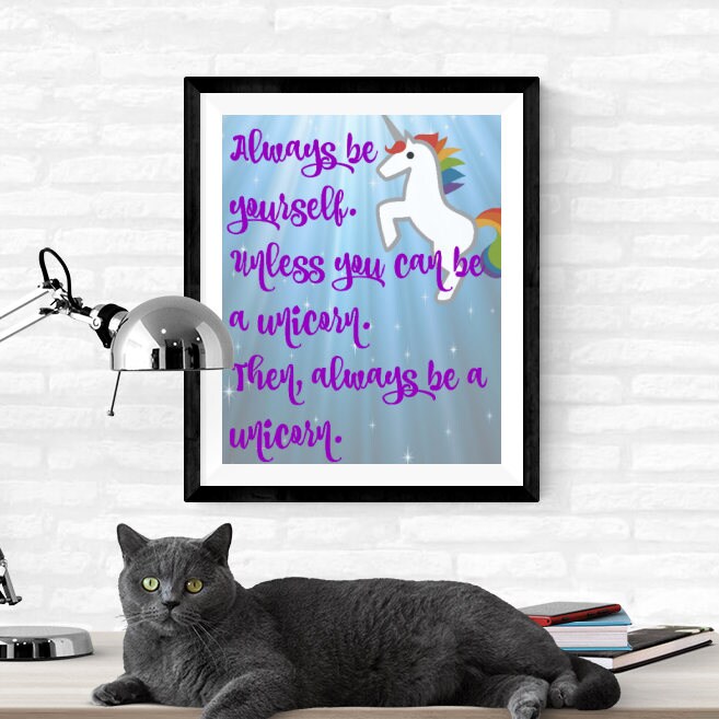 unicorn printable poster colorful print for girl purple etsy