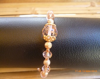 Rose gold rose charm and beads