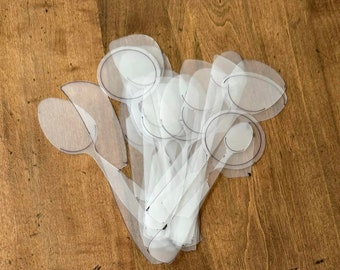 Hand Cut Plastic Template Pack #1- TWENTY (20) Eaters, Spreaders, and Coffee Scoop Templates