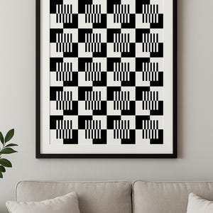 Black & White Optical Illusion Wall Art – Geometric, Modern and Minimalist Digital Print, Instant Download