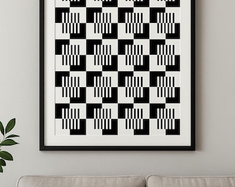 Black & White Optical Illusion Wall Art – Geometric, Modern and Minimalist Digital Print, Instant Download