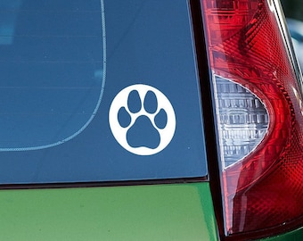 Circled Pup Paw Vinyl Decal - 20 Colors - Custom Sizing!