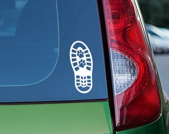 Boot Print Pup Paw w/Outline Vinyl Decal - 20 Colors - Custom Sizing!