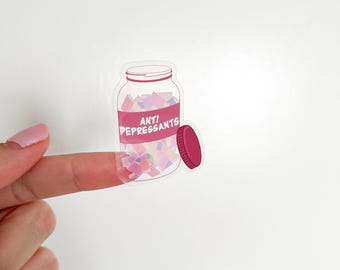 Anti depressants books translucent sticker