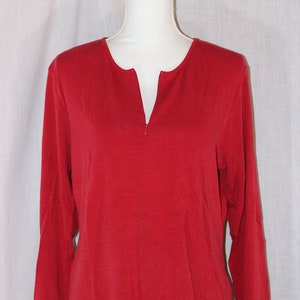 Vintage WORTHINGTON Stretch Red Cotton Blend 1/4 Zip Long Sleeve Pullover Sweater Size XL