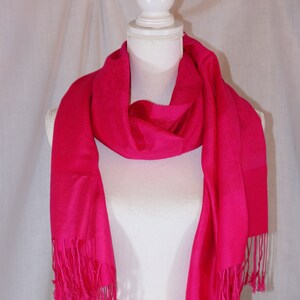 Vintage Pink PASHMINA Blend Paisley Fringe 71 x 27.5&quot; Wrap Shawl Scarf