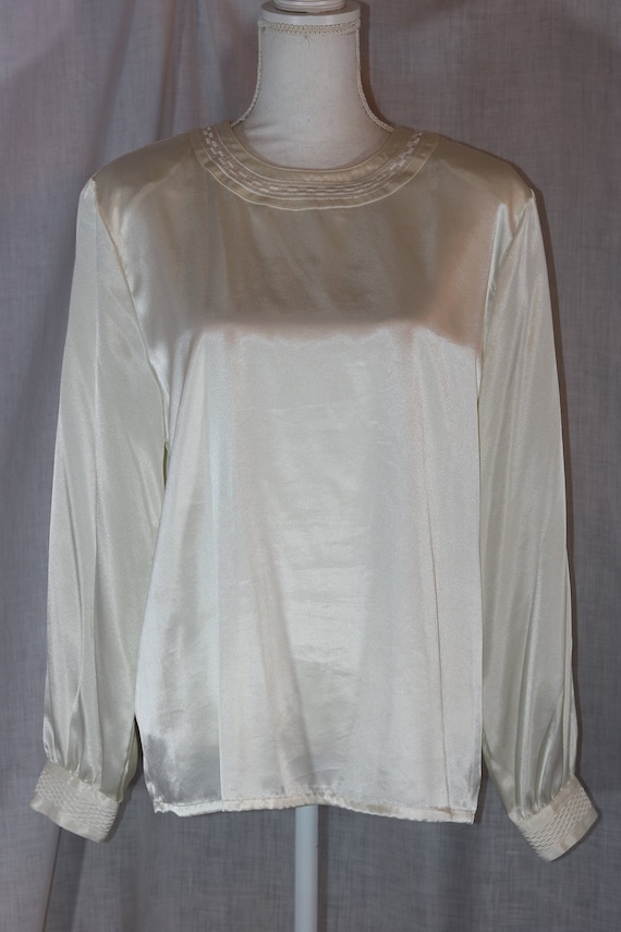 Vintage WORTHINGTON White Polyester Long Sleeve Pu