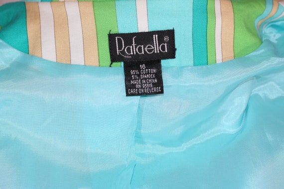 Vintage RAFAELLA Blue Green Yellow White Striped Cott… - Gem