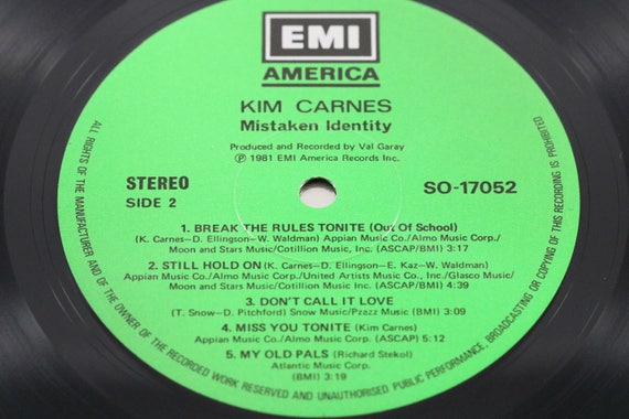 Kim Carnes Mistaken Identity 1981 EMI Vinyl 12