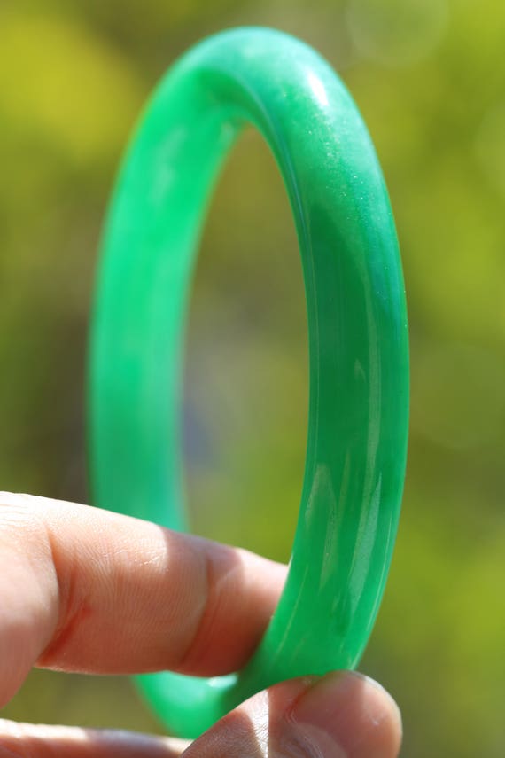 Green Jadeite Jade Asian Chinese Bangle Bracelet 5