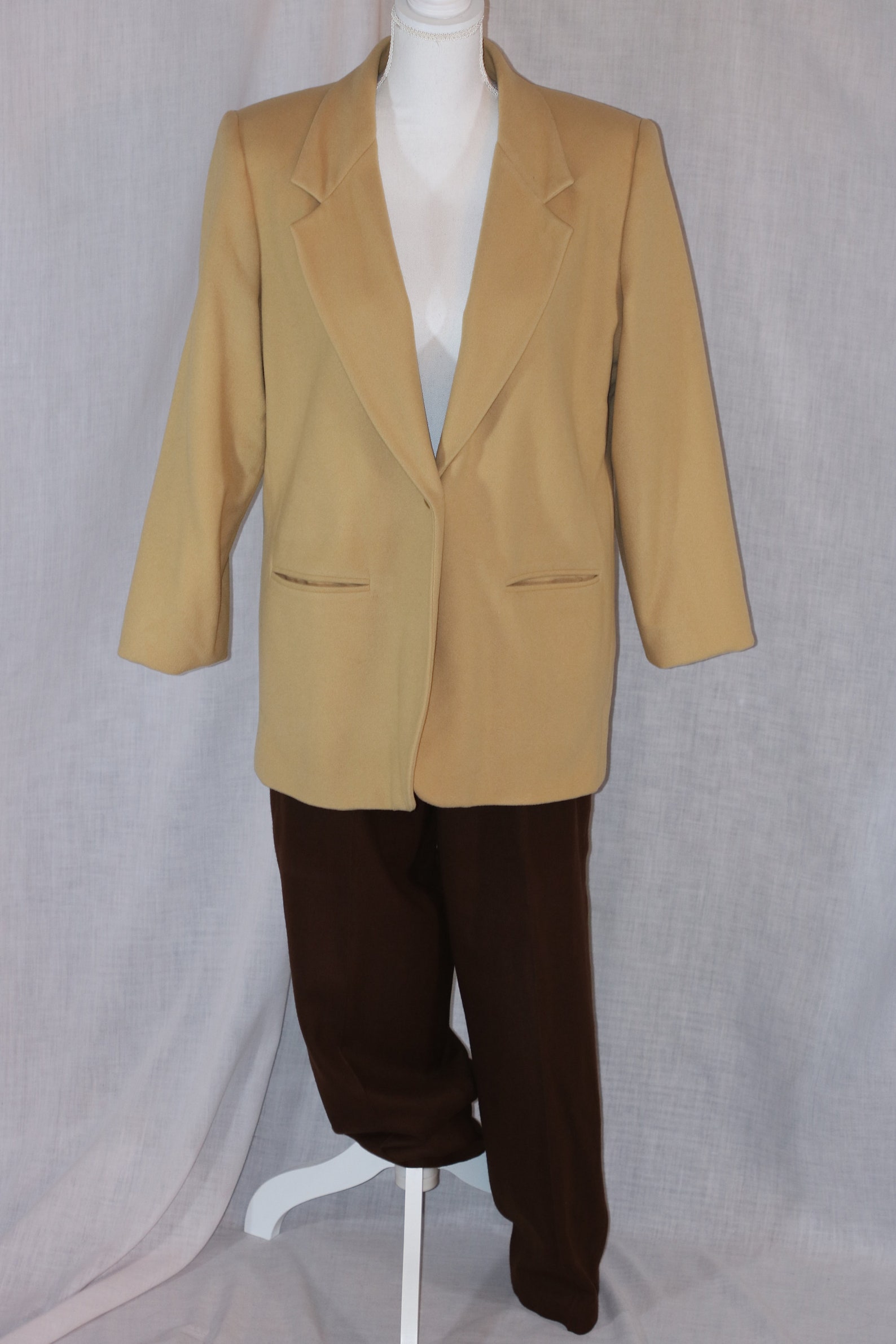 Vintage SAG HARBOR Tan Suit Jacket Blazer Size 14 Brown Wool Etsy
