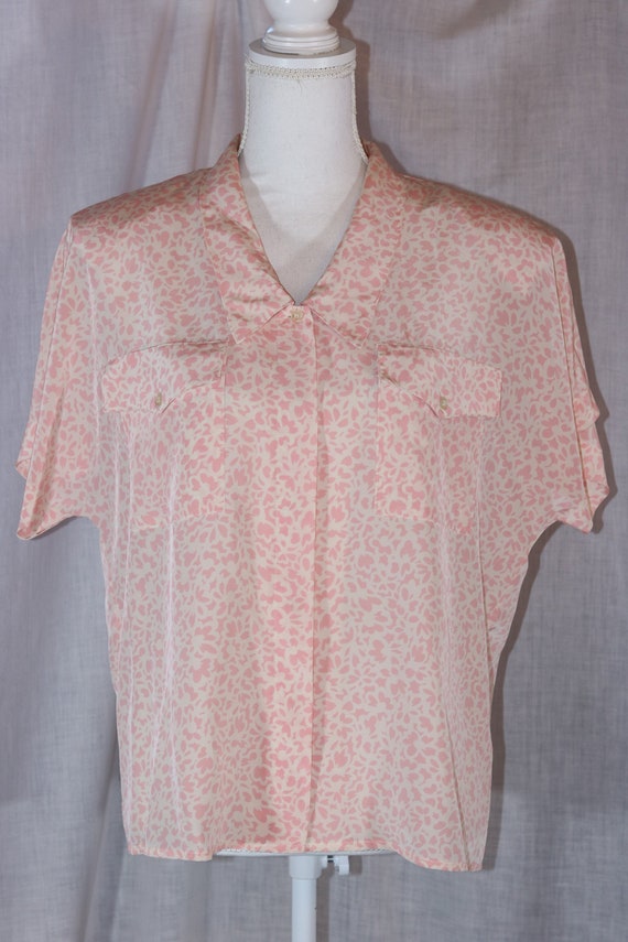 Vintage ADOLFO COLLECTIBLES Pink White Polyester Flor… - Gem