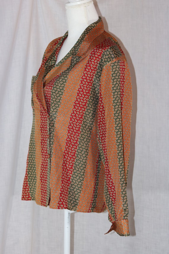 Vintage LADY MANHATTAN Orange Green Red Paisley P… - image 2