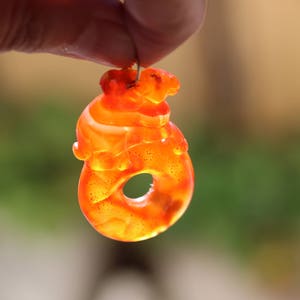 Gold Tone Chunky 43x27x7mm Carved Orange Garnet Ram Goat Pendant