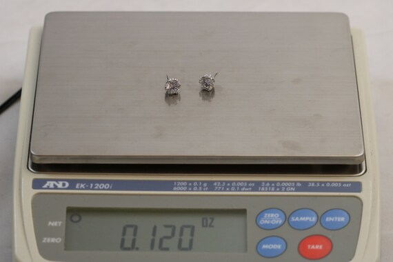 Silver Round Cut Rhinestone Stud Post Earrings - image 3